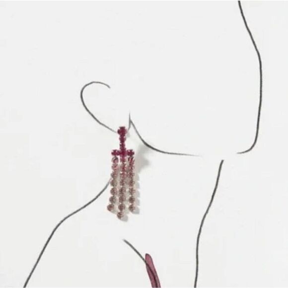 NWT~DANNIJO Long Pink Asher Dangle Earrings - Picture 3 of 6